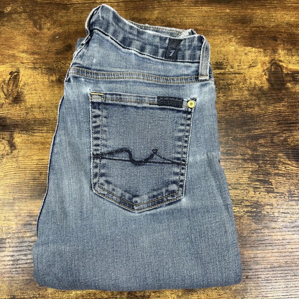 7 For All Mankind Skinny Straight Leg Womens Blue Jeans Pants Denim 28
